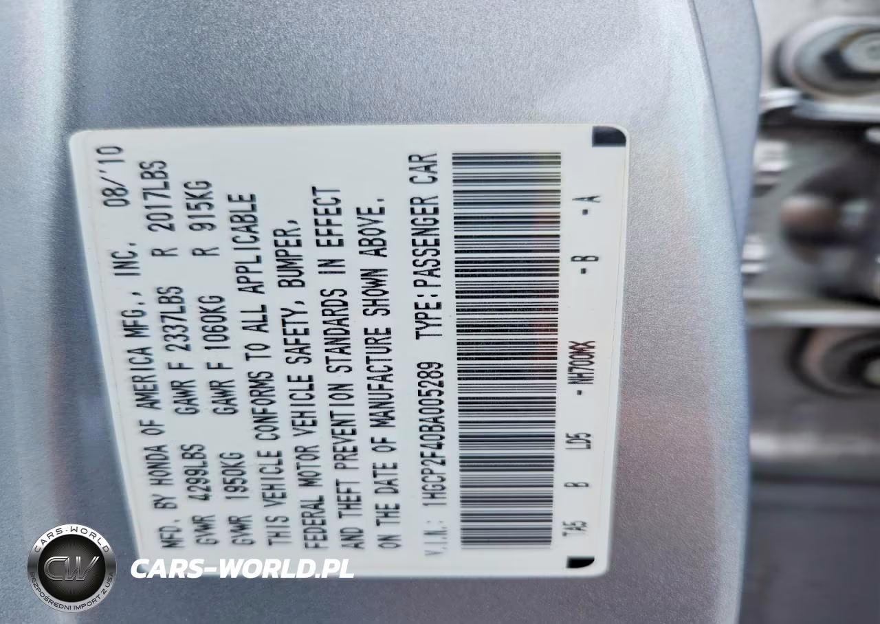 2011 Honda Accord Lxp VIN:1HGCP2F40BA005289 - 12