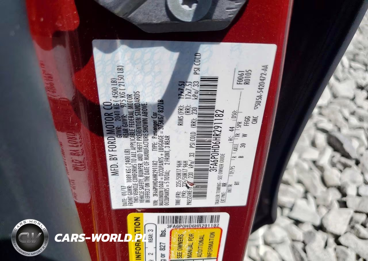 2017 Ford Fusion Se VIN:3FA6P0HD6HR291182 - 12