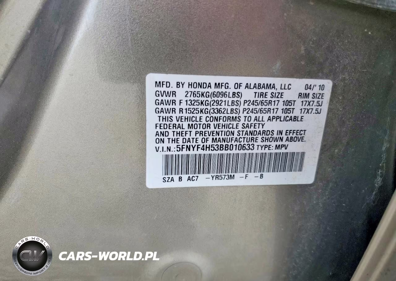 2011 Honda Pilot Exl VIN:5FNYF4H53BB010633 - 14