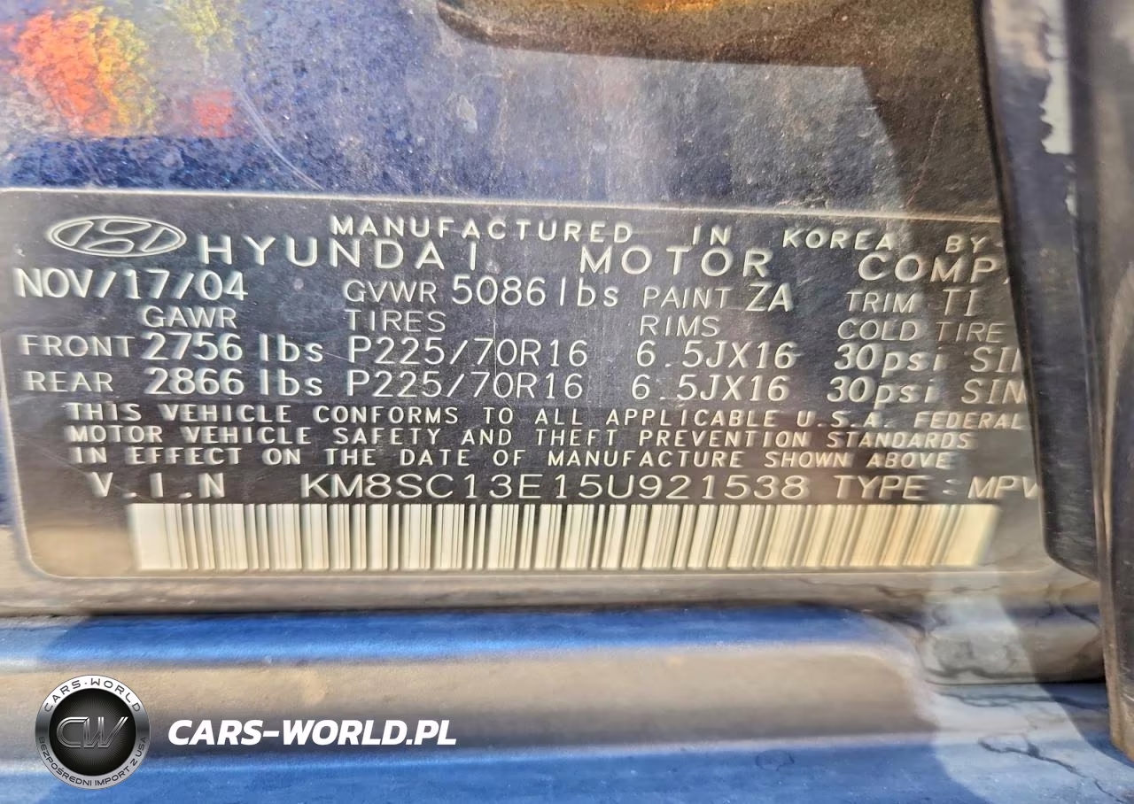 2005 Hyundai Sante Fe VIN:KM8SC13E15U921538 - 13