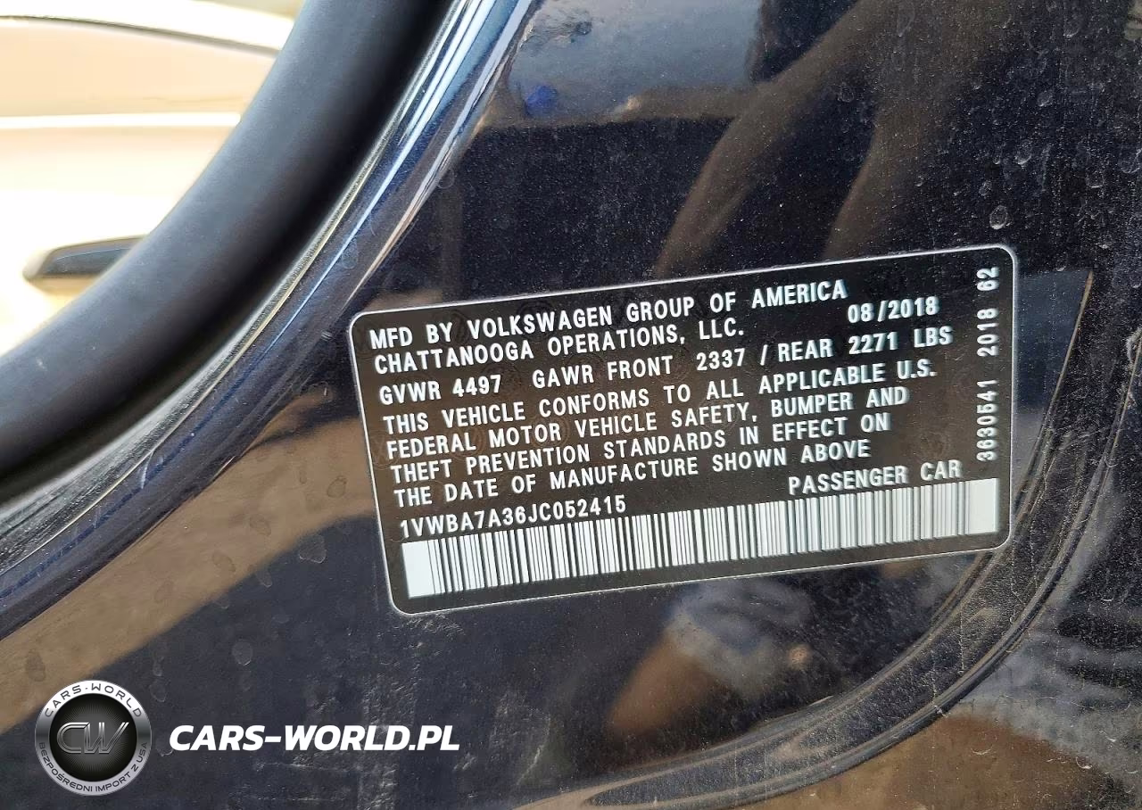 2018 Volkswagen Passat Se VIN:1VWBA7A36JC052415 - 12