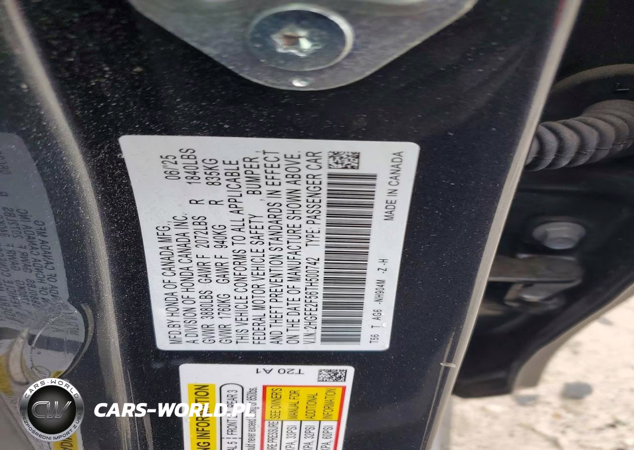 2026 Honda Civic Sport VIN:2HGFE2F56TH500742 - 12