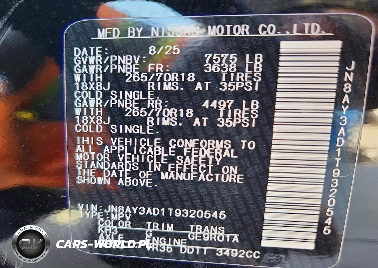 2026 Nissan Armada Sv VIN:JN8AY3AD1T9320545 - 14