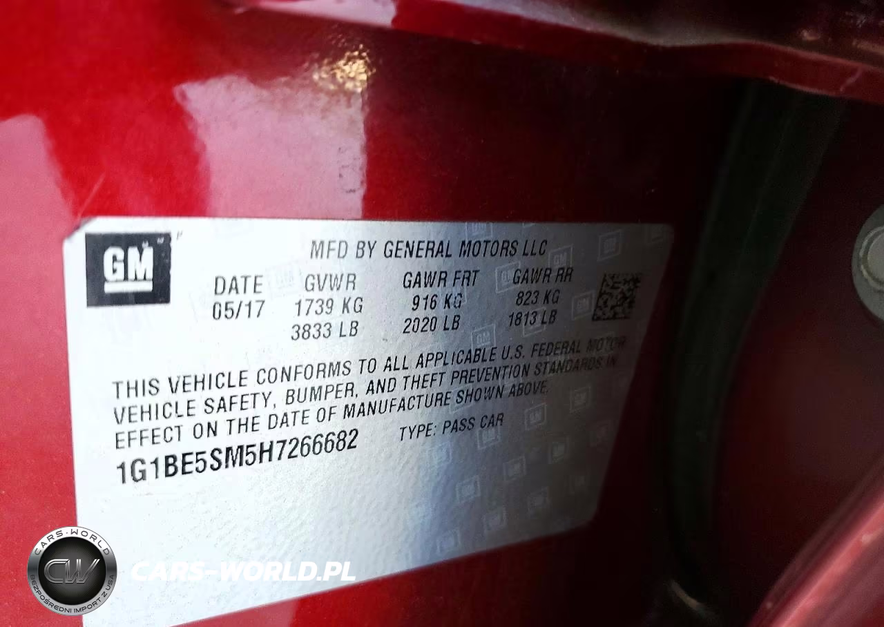 CHEVROLET CRUZE VIN:1G1BE5SM5H7266682 - 12