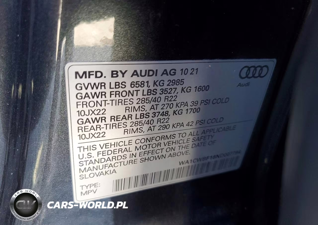 2022 Audi Sq8 Prestige VIN:WA1CWBF16ND007794 - 13