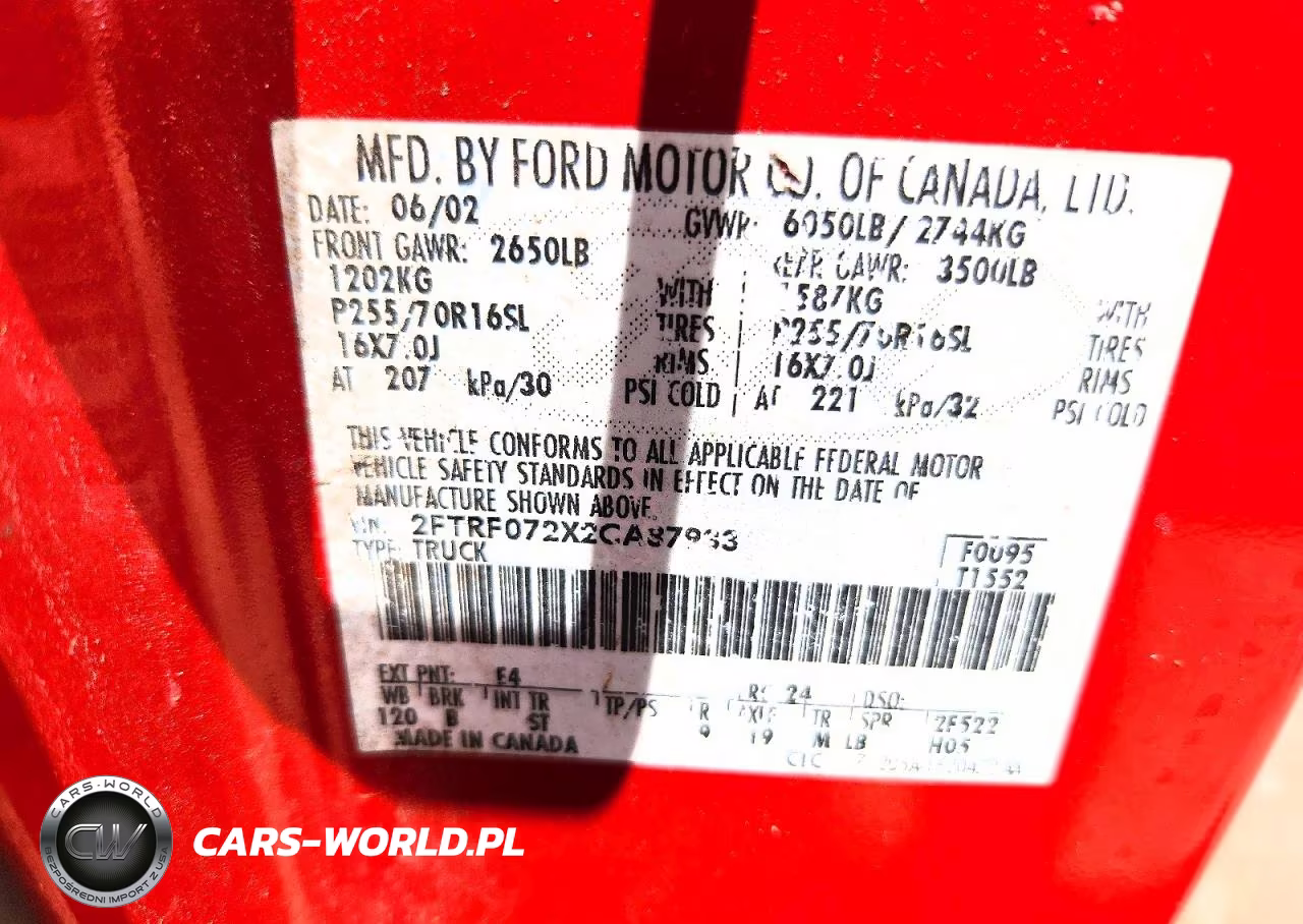 2002 Ford F150 VIN:2FTRF072X2CA87933 - 12