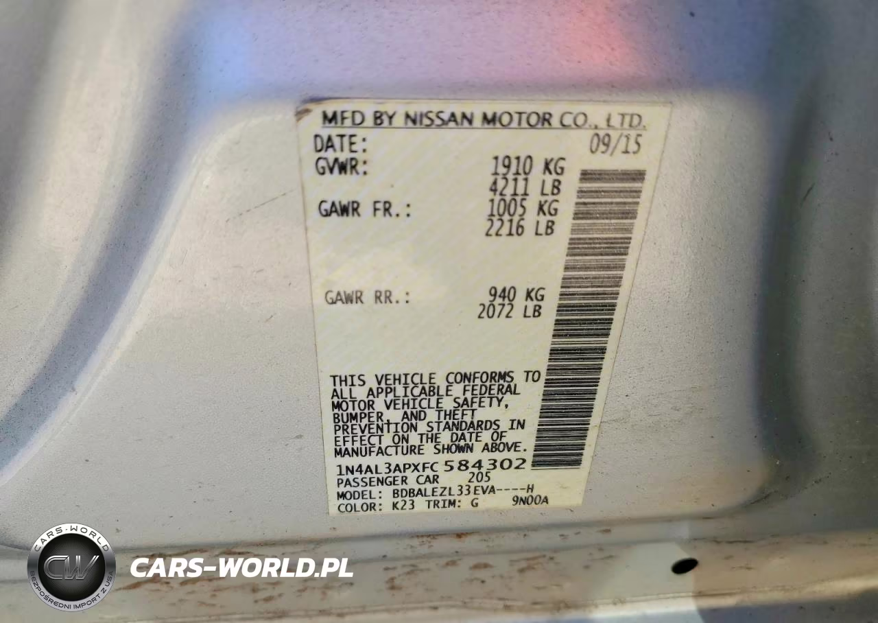 2015 Nissan Altima 2.5 S VIN:1N4AL3APXFC584302 - 12