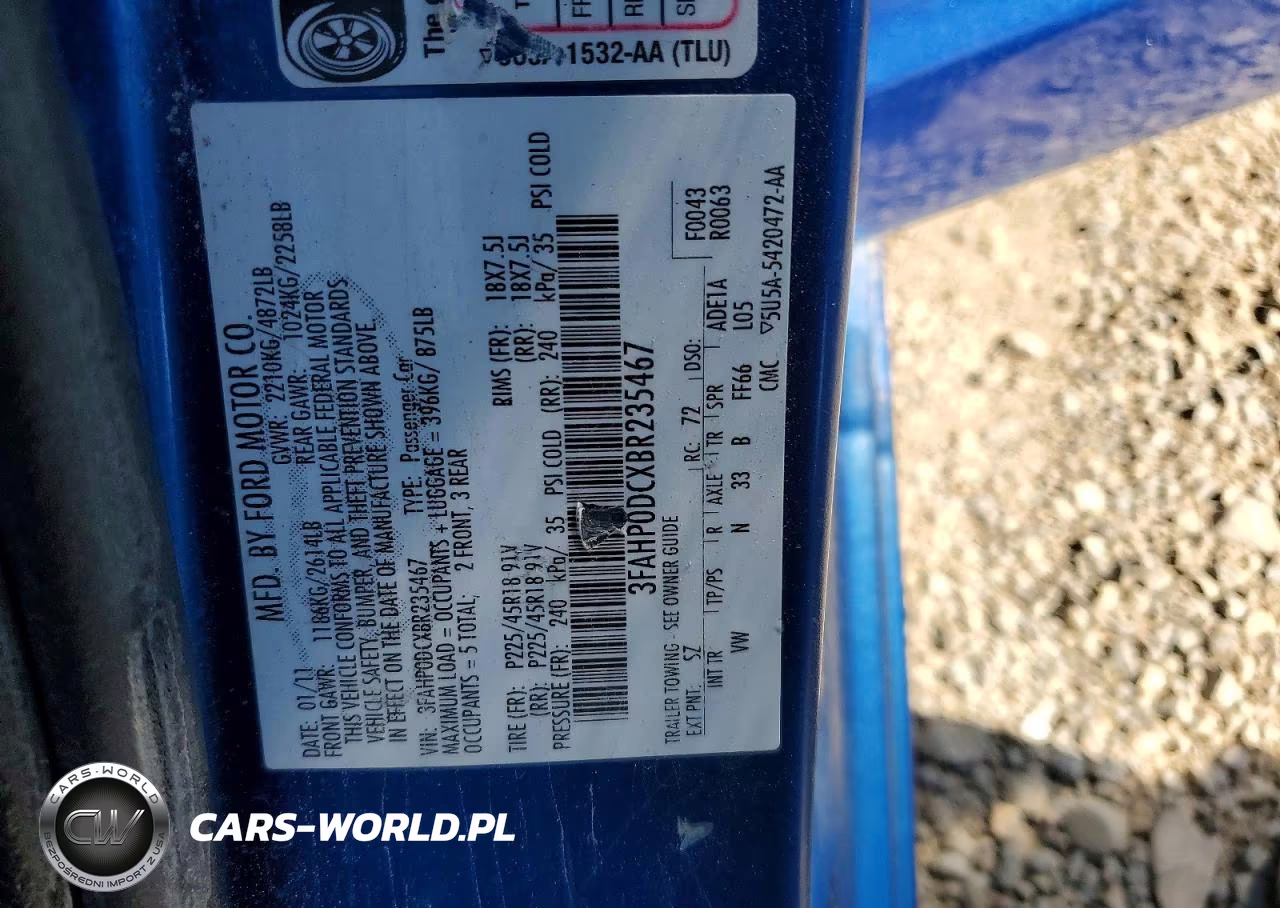 2011 Ford Fusion Sport VIN:3FAHP0DCXBR235467 - 12