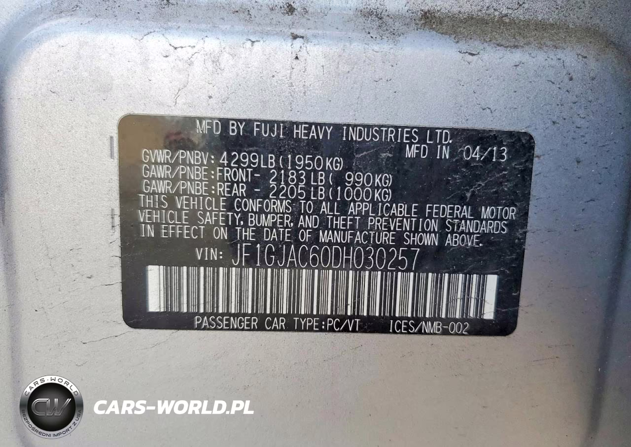 2013 Subaru Impreza Premium VIN:JF1GJAC60DH030257 - 12