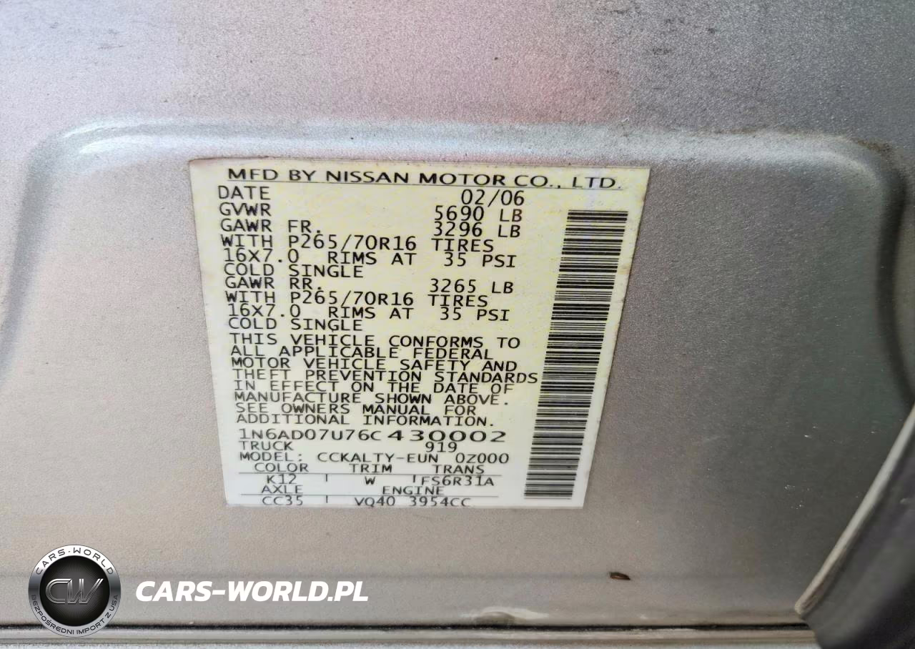 2006 Nissan Frontier Se VIN:1N6AD07U76C430002 - 12
