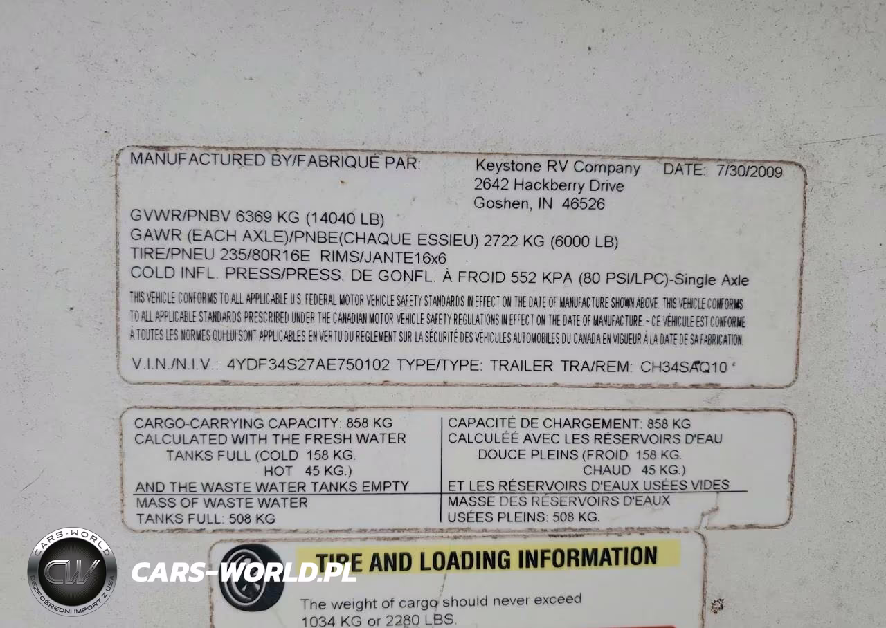 2010 Keystone Challenger Camper VIN:4YDF34S27AE750102 - 10