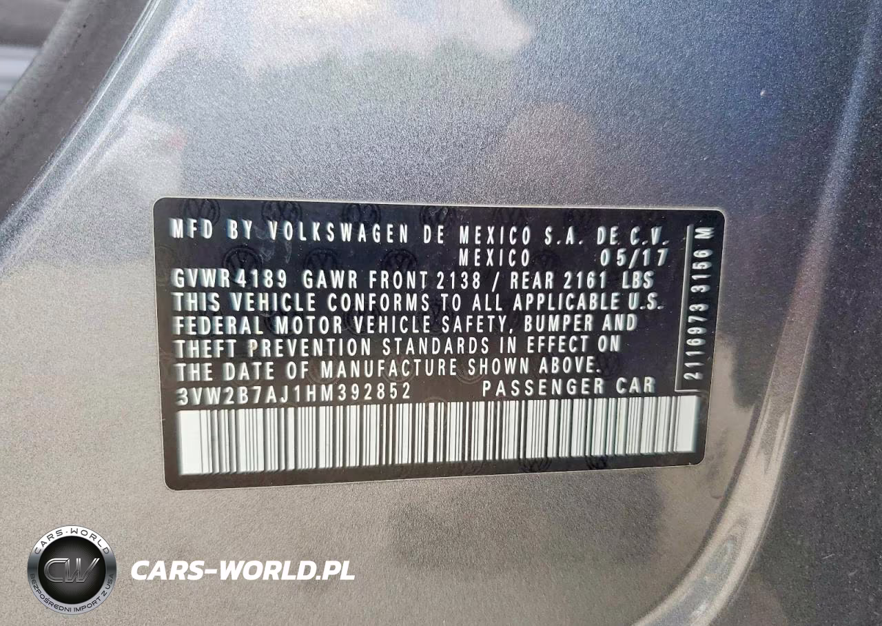 2017 Volkswagen Jetta S VIN:3VW2B7AJ1HM392852 - 12