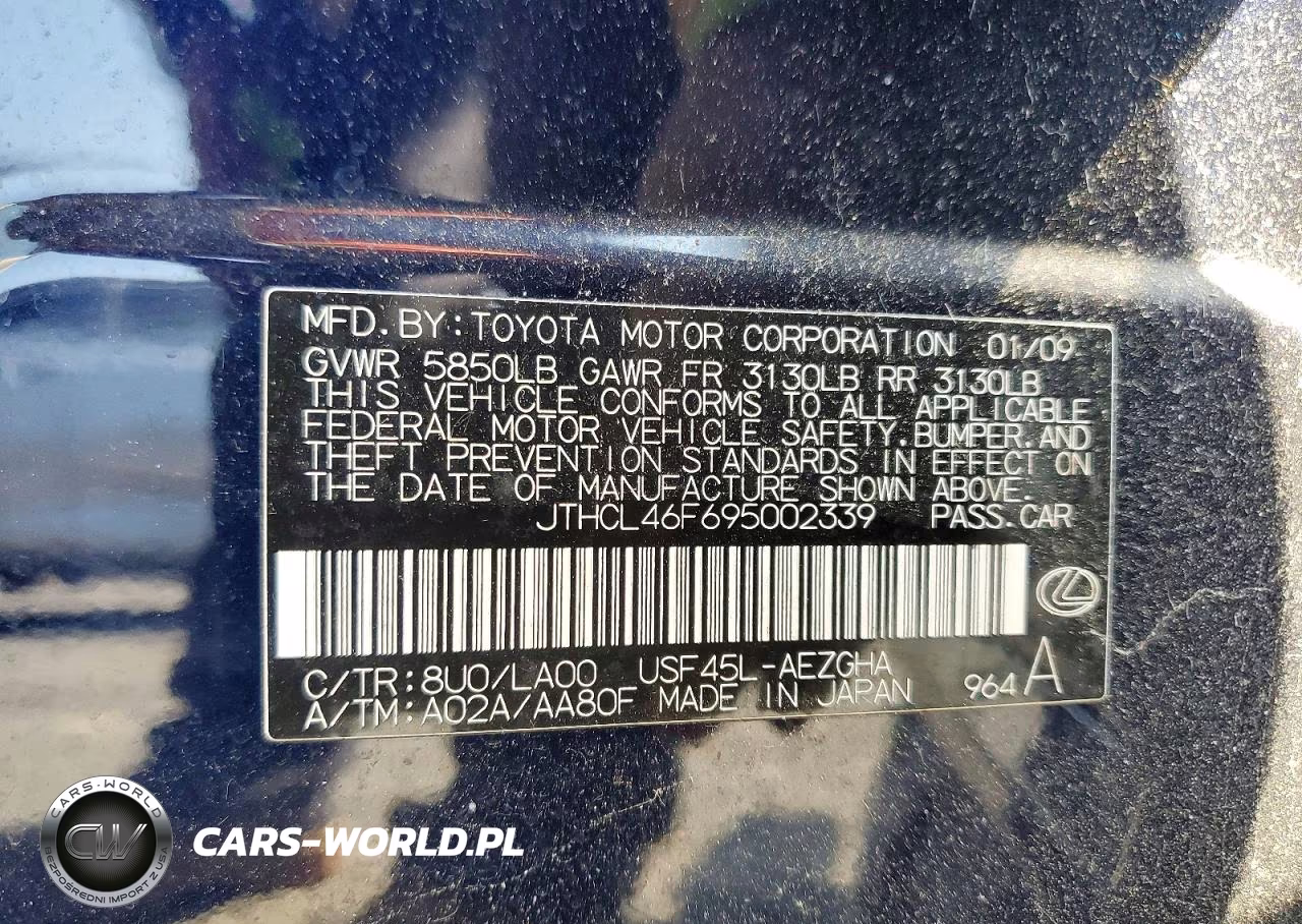 2009 Lexus Ls 460 Base VIN:JTHCL46F695002339 - 12