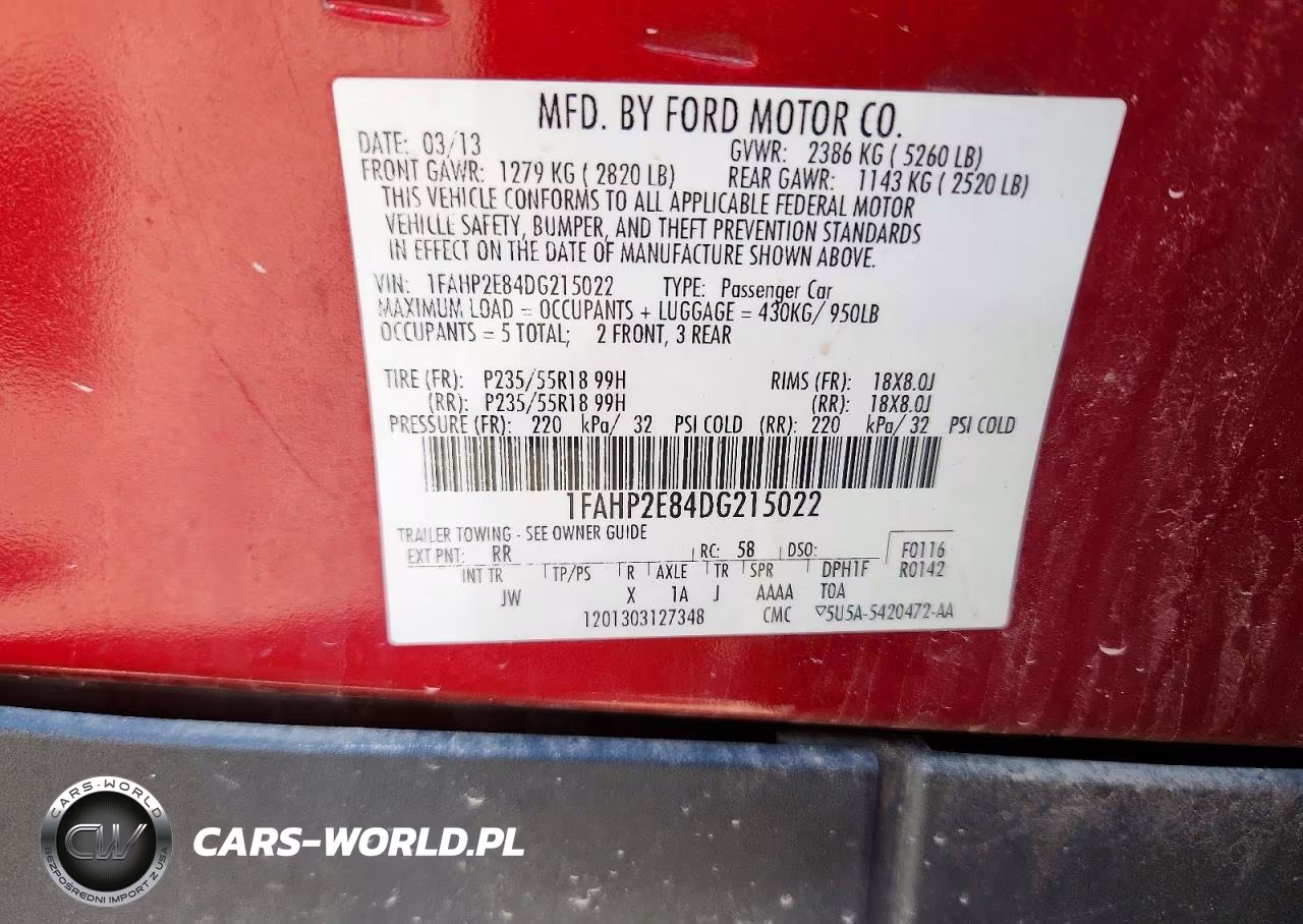 2013 Ford Taurus Sel VIN:1FAHP2E84DG215022 - 12