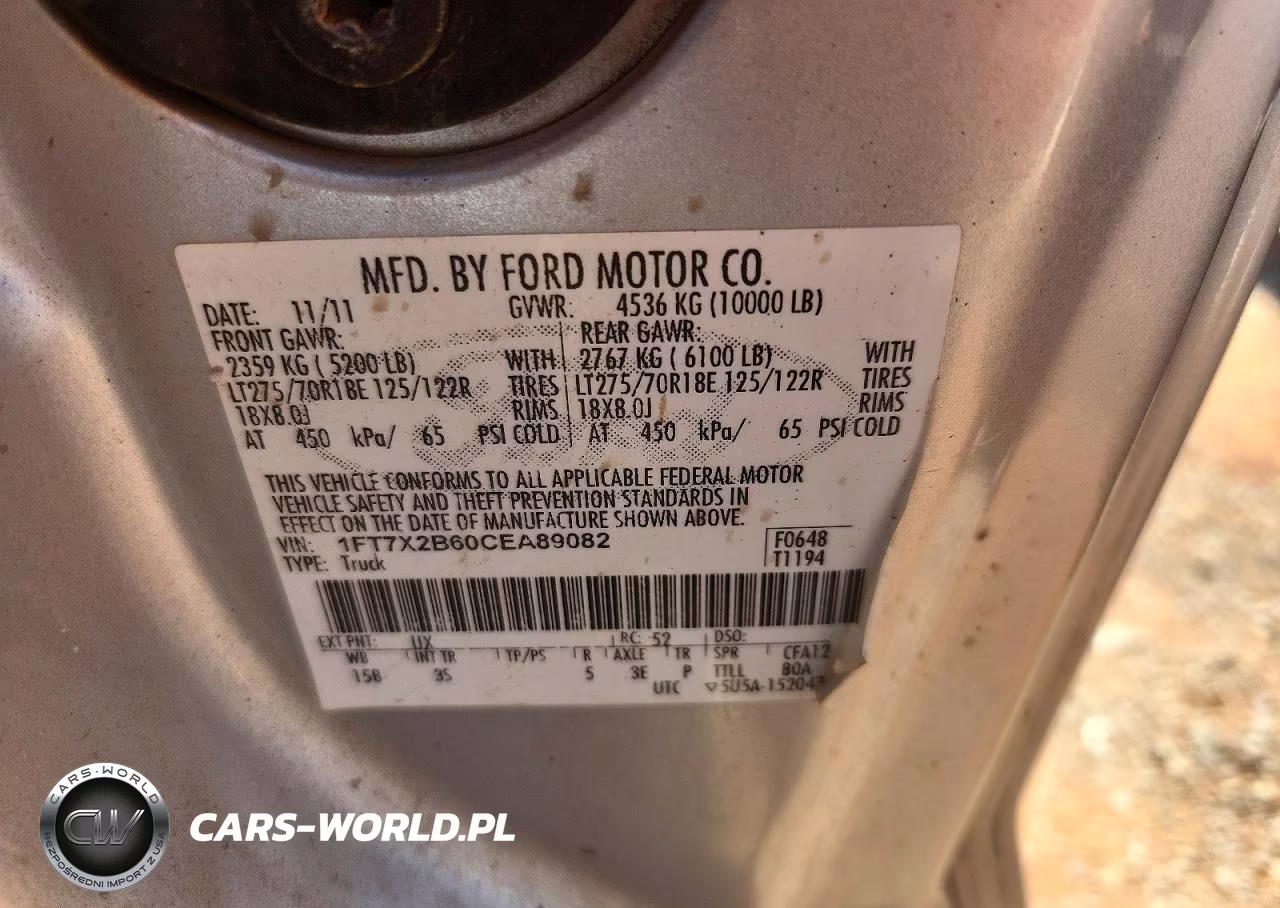 2012 Ford F250 Super Duty VIN:1FT7X2B60CEA89082 - 12