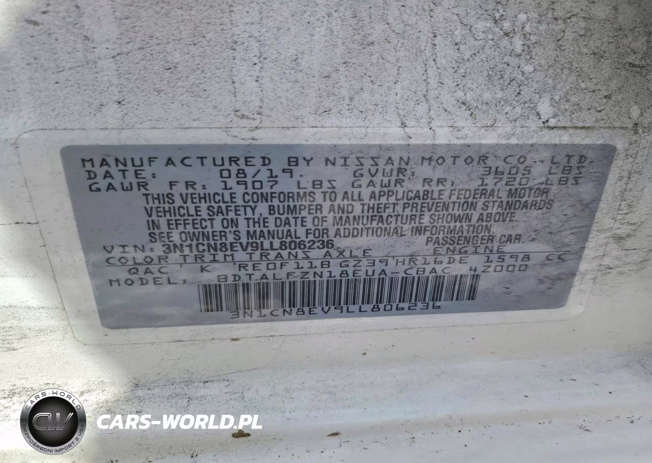 2020 Nissan Versa Sv VIN:3N1CN8EV9LL806236 - 12