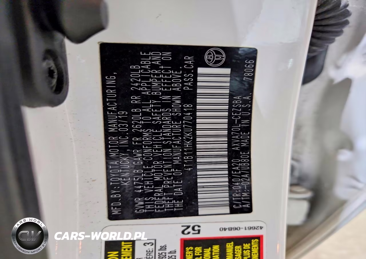 2019 Toyota Camry Se VIN:4T1B11HK2KU770418 - 12