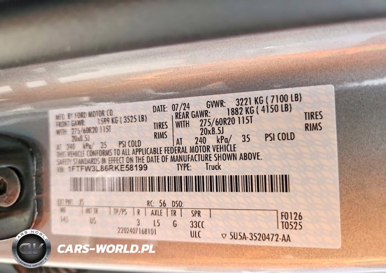 2024 Ford F150 VIN:1FTFW3L86RKE58199 - 12