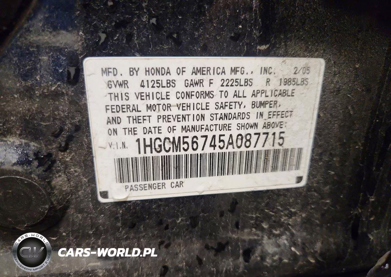 2005 Honda Accord Ex VIN:1HGCM56745A087715 - 12
