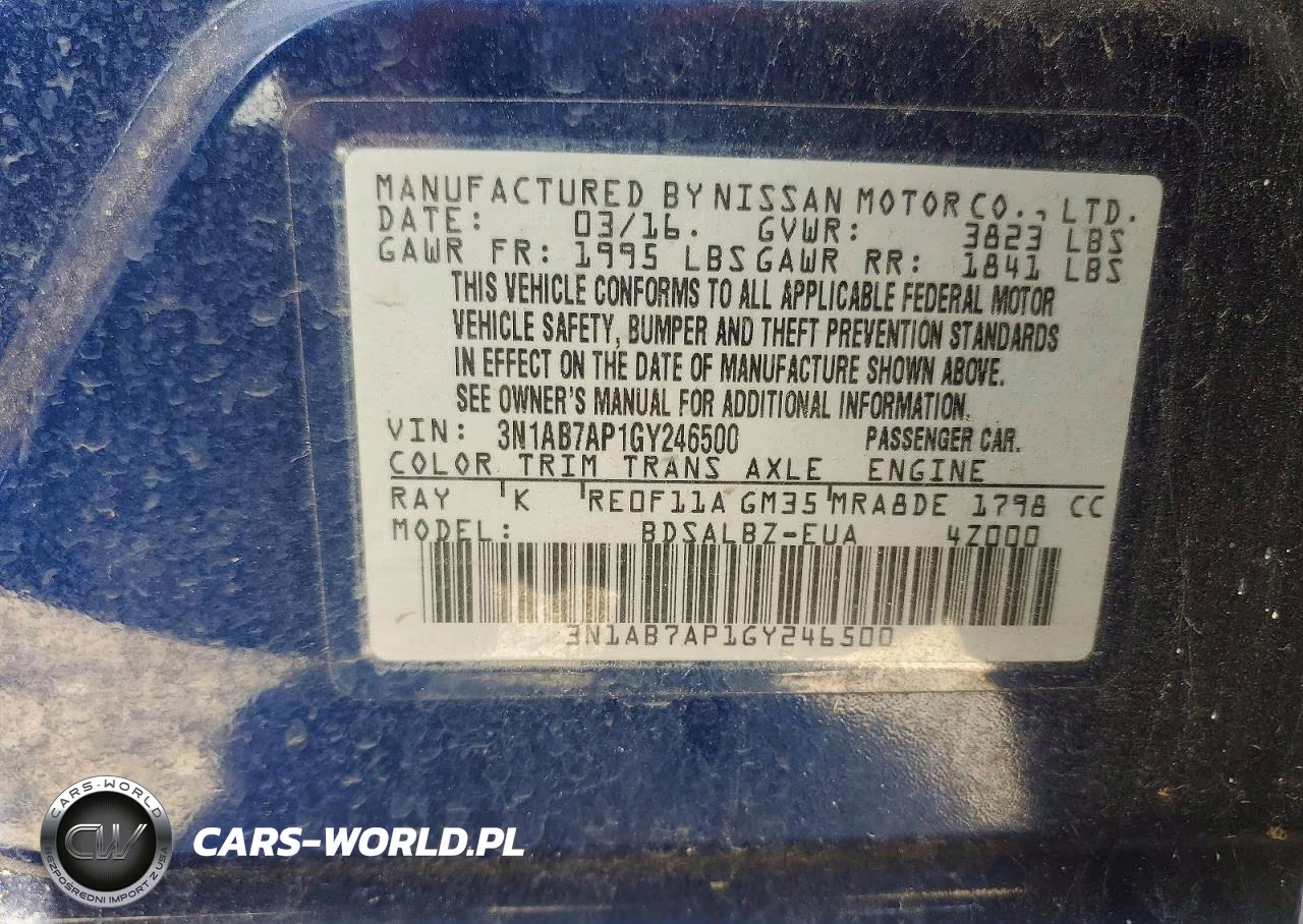 2016 Nissan Sentra S VIN:3N1AB7AP1GY246500 - 12