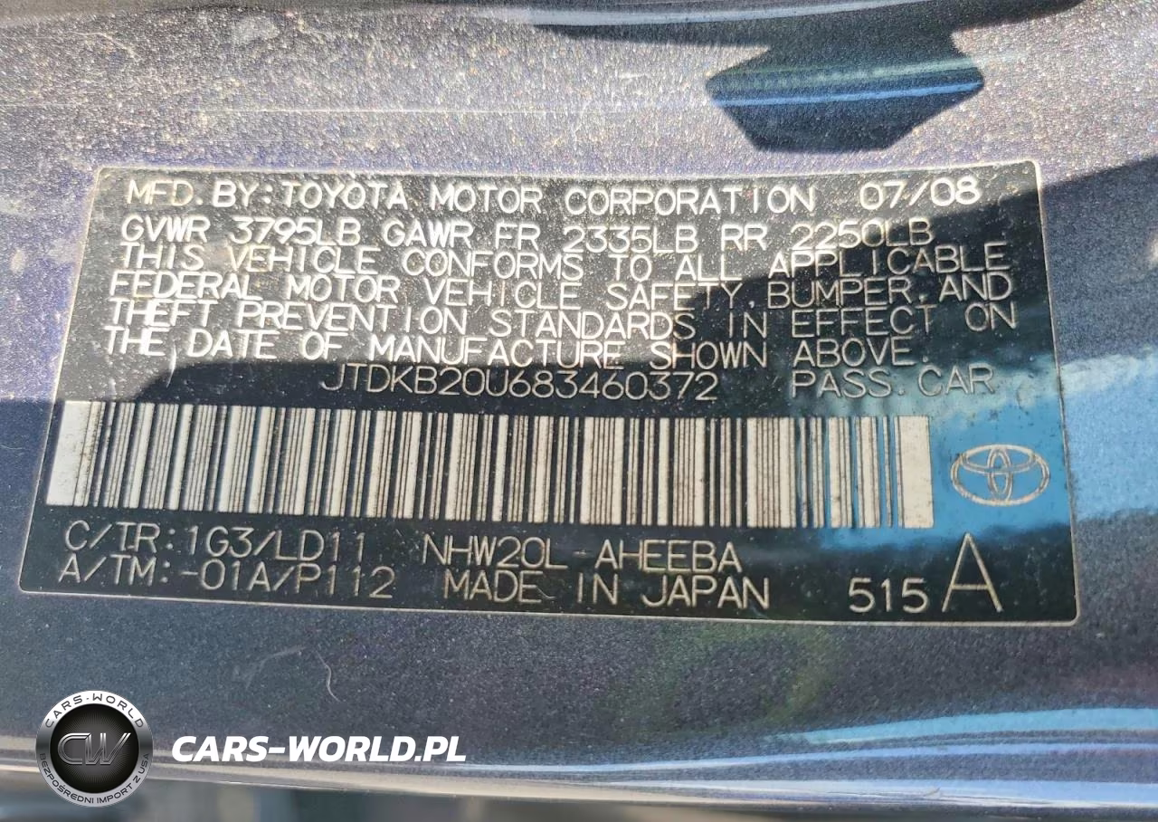 2008 Toyota Prius Touring VIN:JTDKB20U683460372 - 12