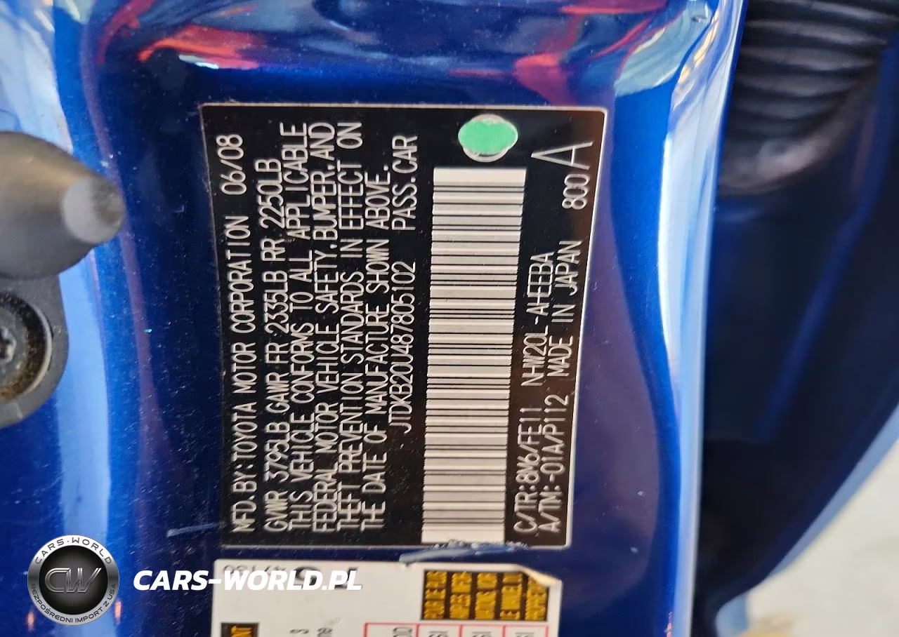 2008 Toyota Prius Base VIN:JTDKB20U487805102 - 13