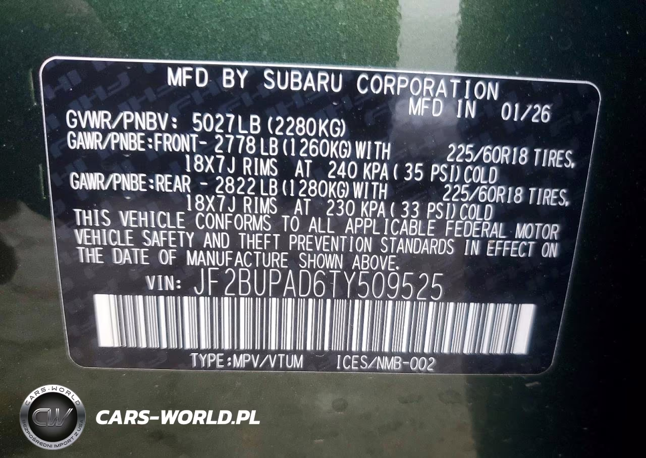 2026 Subaru Outback Premium VIN:JF2BUPAD6TY509525 - 12