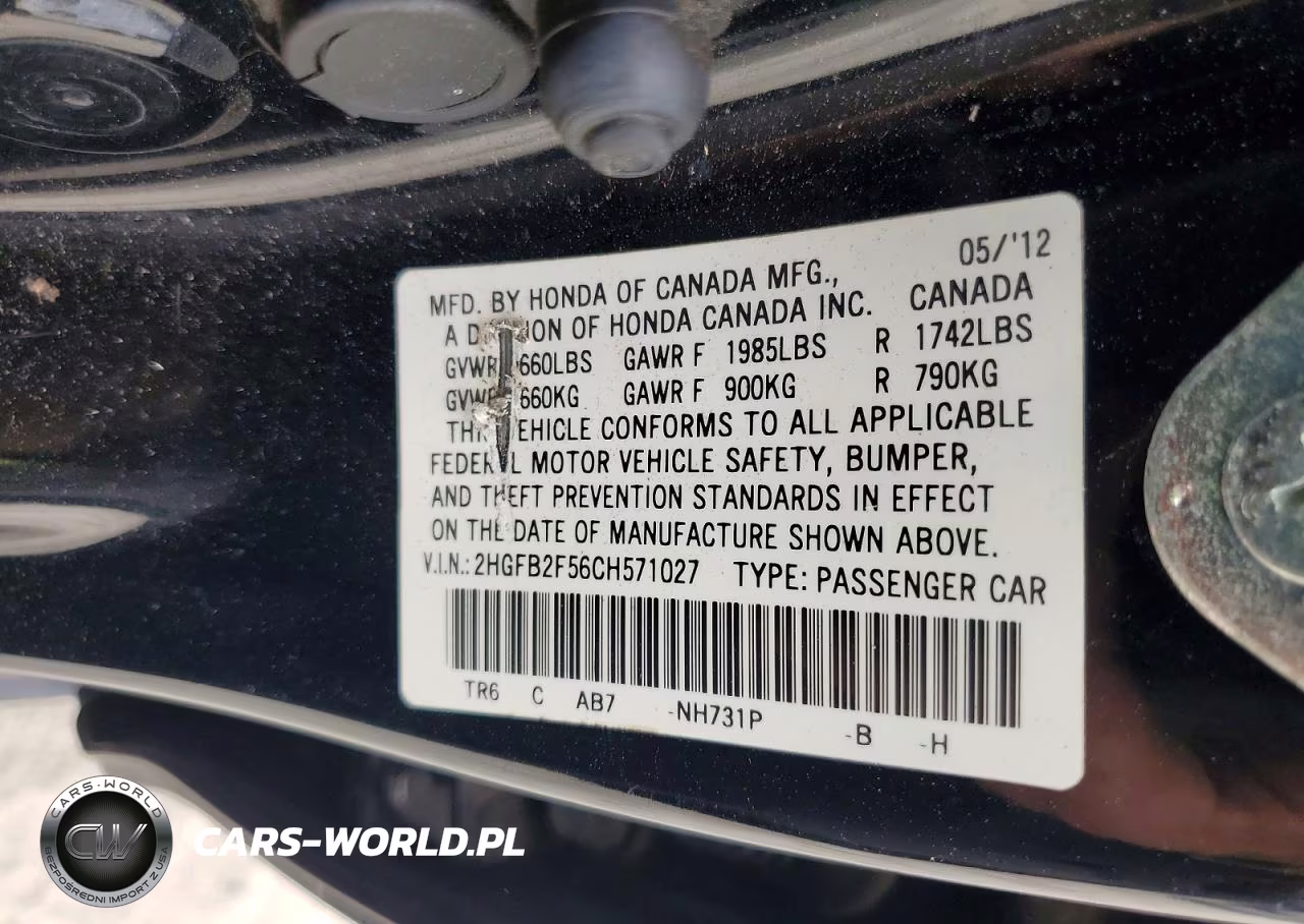 2012 Honda Civic Lx VIN:2HGFB2F56CH571027 - 12