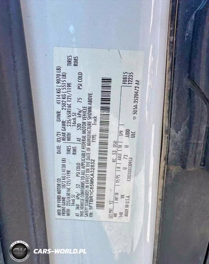 2021 Ford Transit T-250 VIN:1FTBR1C85MKA32832 - 10