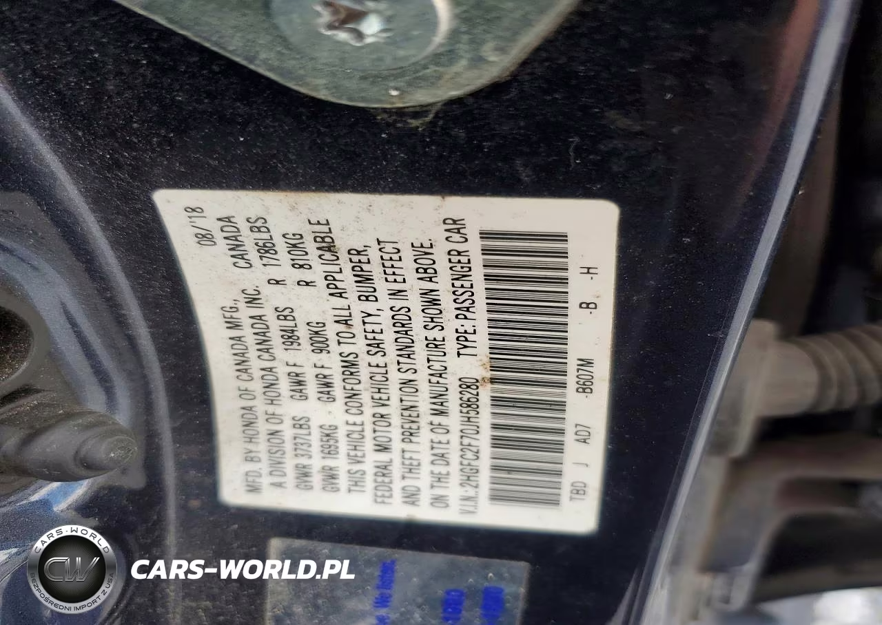 2018 Honda Civic Ex VIN:2HGFC2F70JH586280 - 12