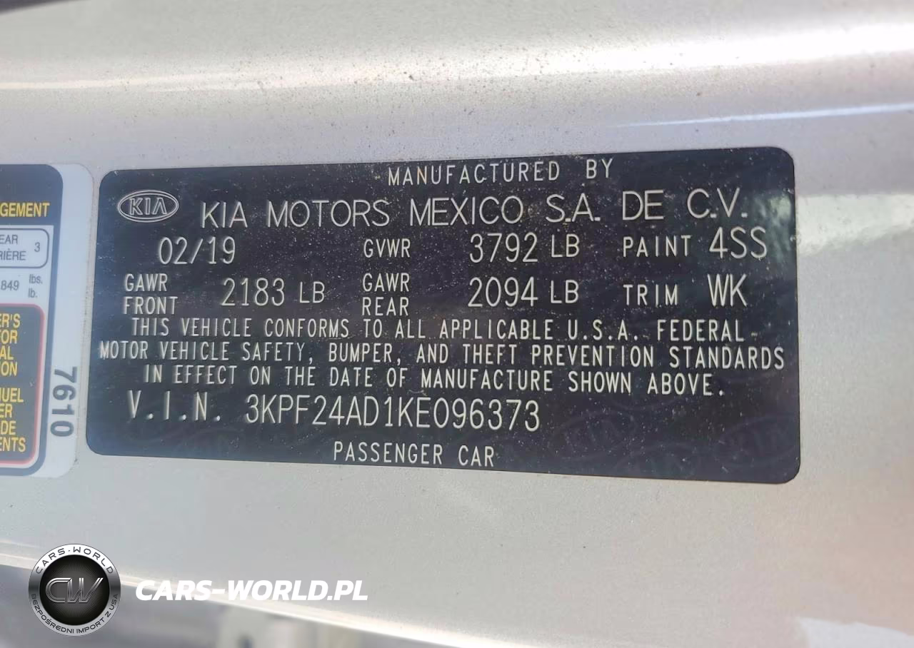 2019 Kia Forte Lxs VIN:3KPF24AD1KE096373 - 12