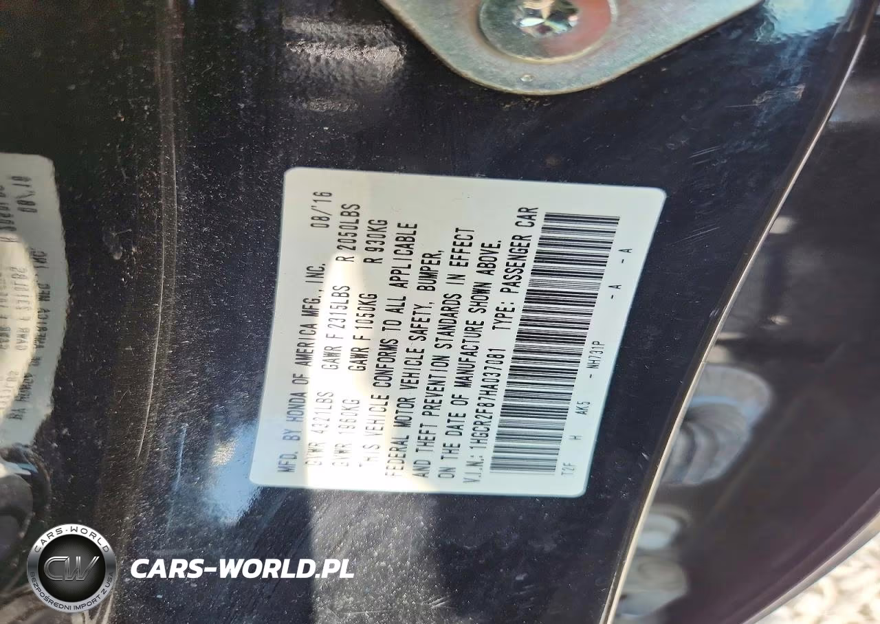 2017 Honda Accord Exl VIN:1HGCR2F87HA037081 - 13