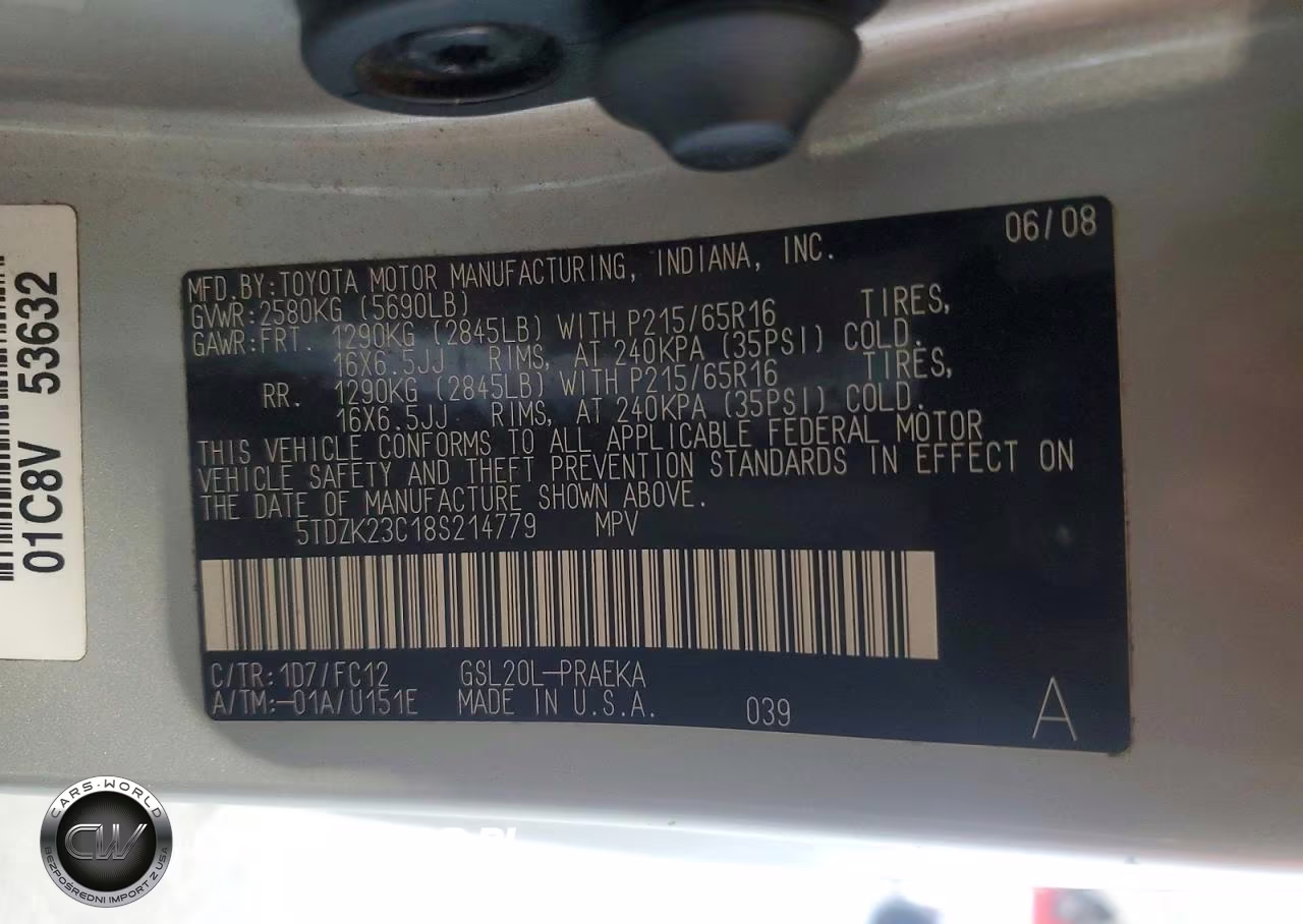 2008 Toyota Sienna Le 8-Passenger VIN:5TDZK23C18S214779 - 13