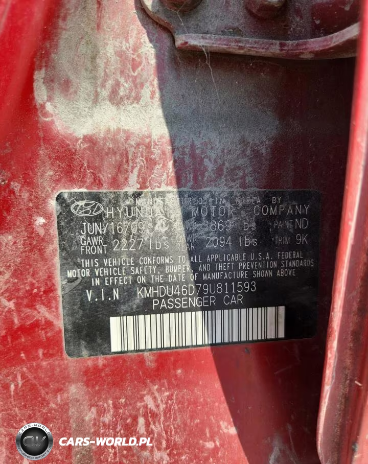 2009 Hyundai Elantra Gls VIN:KMHDU46D79U811593 - 12