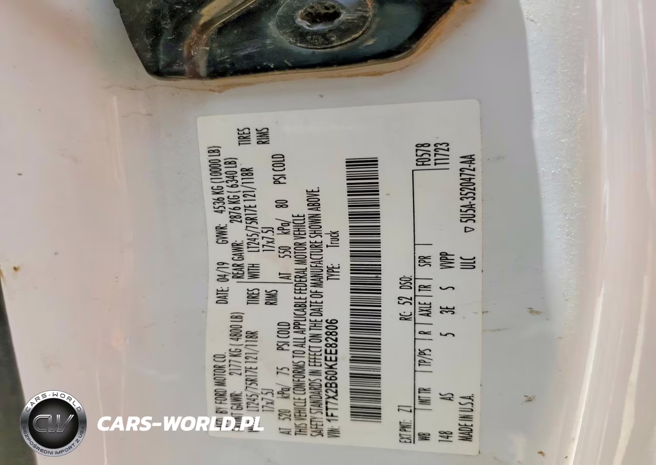 2019 Ford F250 Super Duty VIN:1FT7X2B60KEE82806 - 12