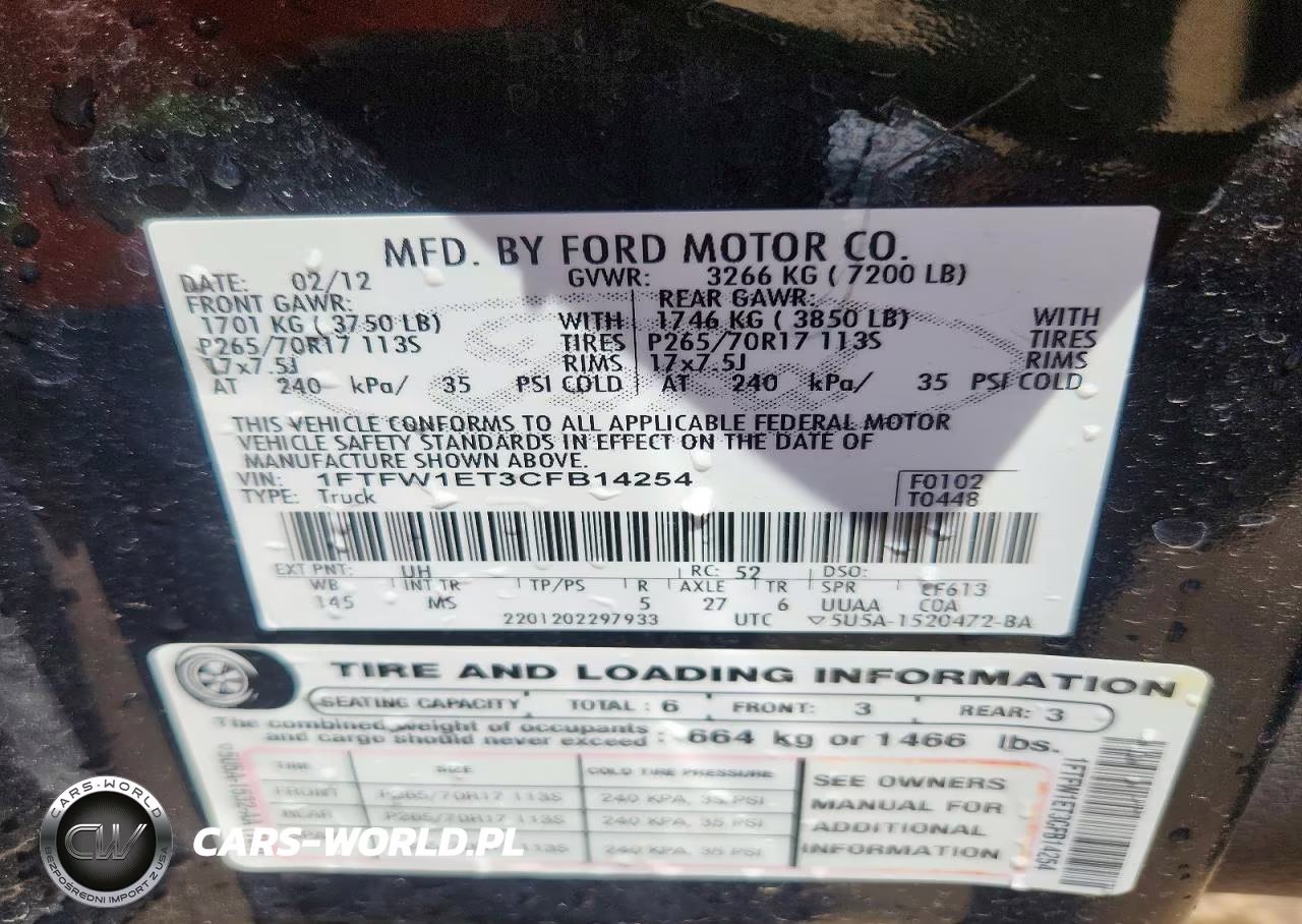 2012 Ford F150 Supercrew VIN:1FTFW1ET3CFB14254 - 12