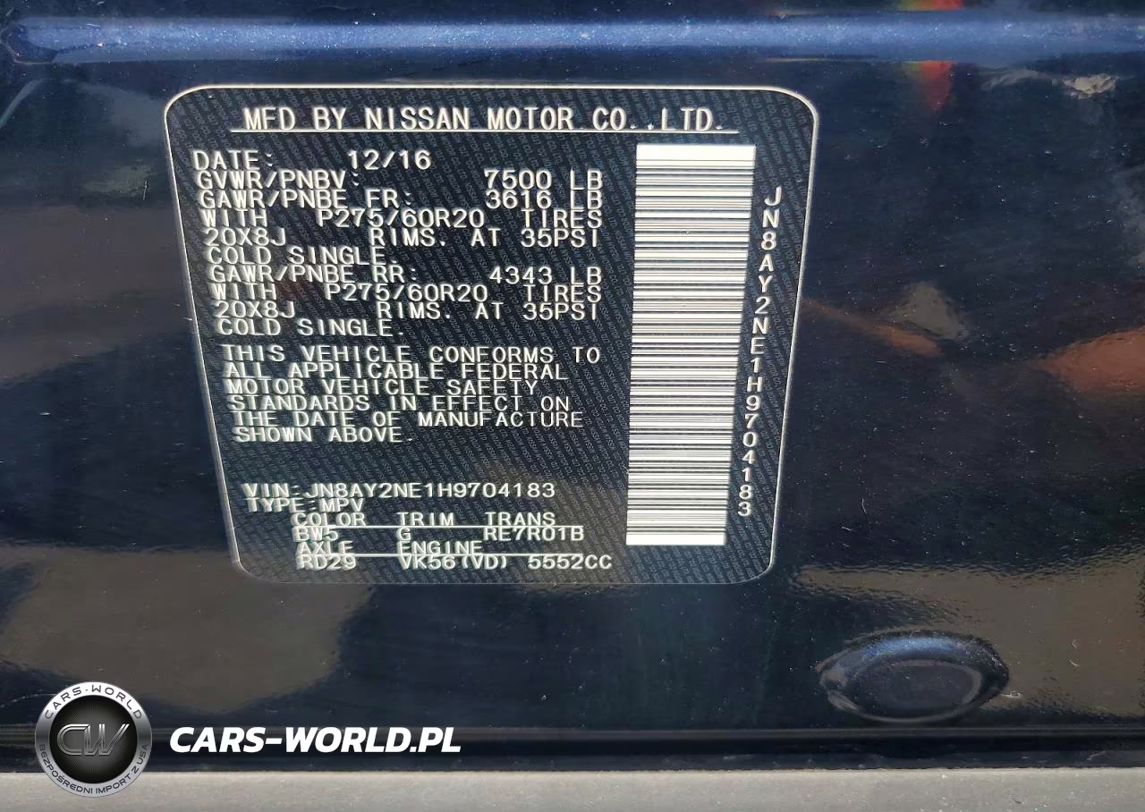 2017 Nissan Armada Platinum VIN:JN8AY2NE1H9704183 - 13