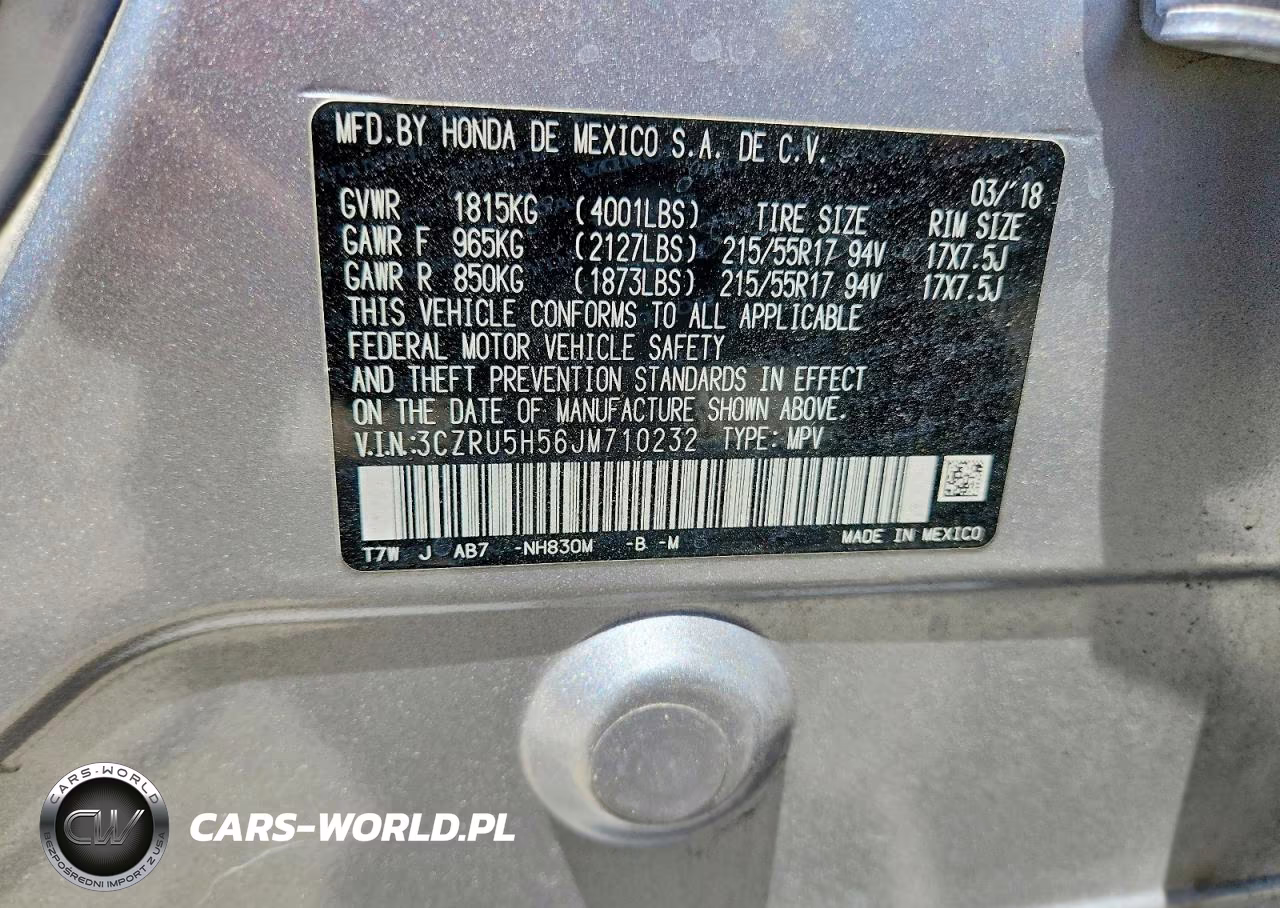 2018 Honda Hr-V Ex VIN:3CZRU5H56JM710232 - 12