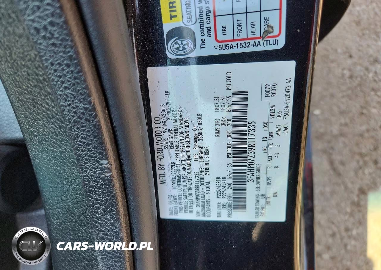 2009 Ford Fusion Se VIN:3FAHP07Z39R117335 - 12