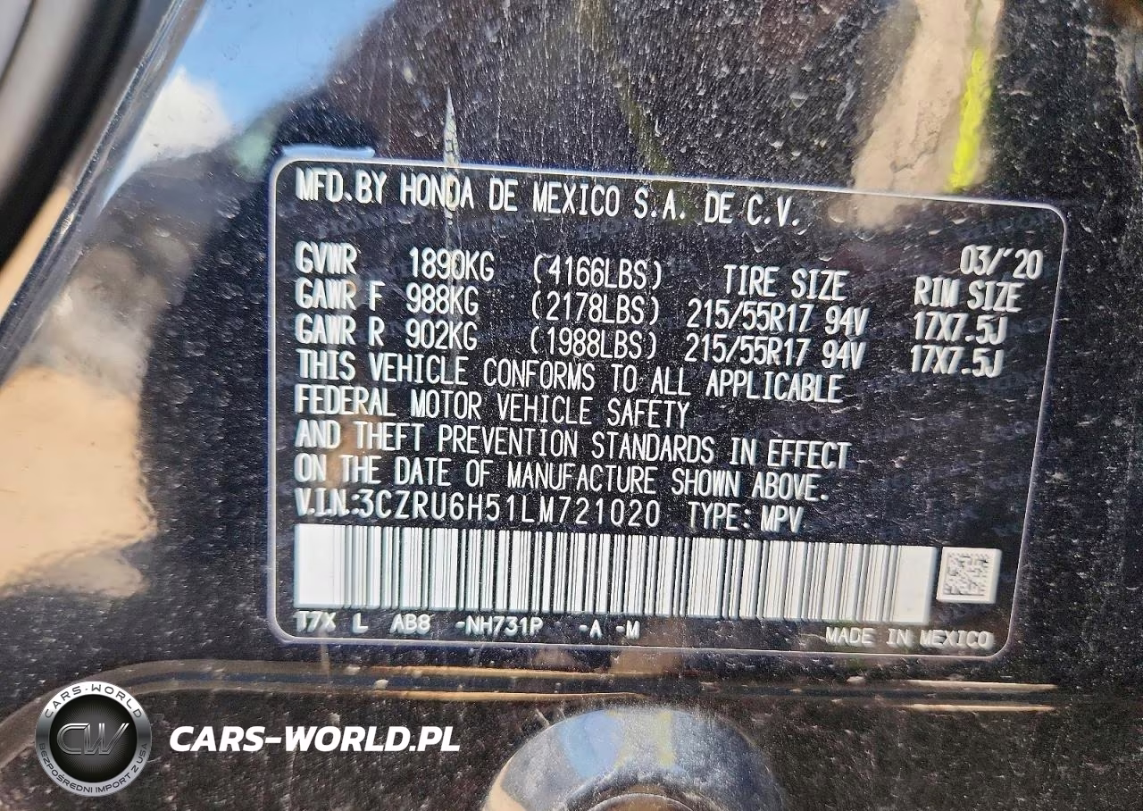 2020 Honda Hr-V Ex VIN:3CZRU6H51LM721020 - 12
