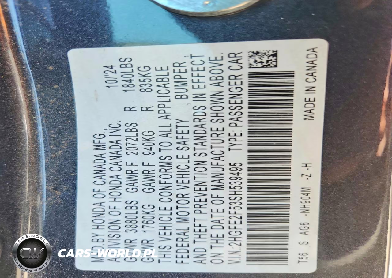 2025 Honda Civic Sport VIN:2HGFE2F53SH539495 - 12