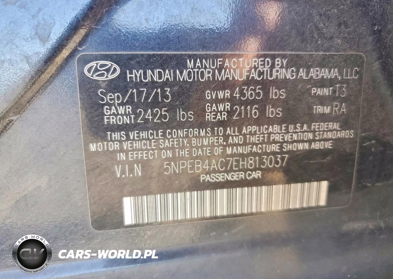 2014 Hyundai Sonata Gls VIN:5NPEB4AC7EH813037 - 12