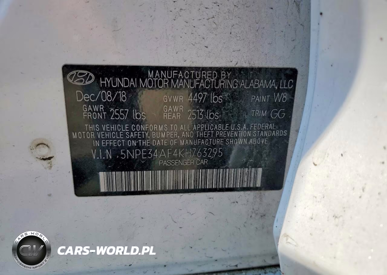 2019 Hyundai Sonata Sel VIN:5NPE34AF4KH763295 - 12