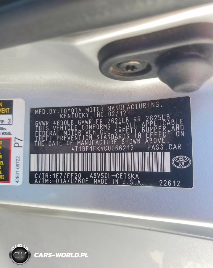 2012 Toyota Camry Se VIN:4T1BF1FK4CU066212 - 12