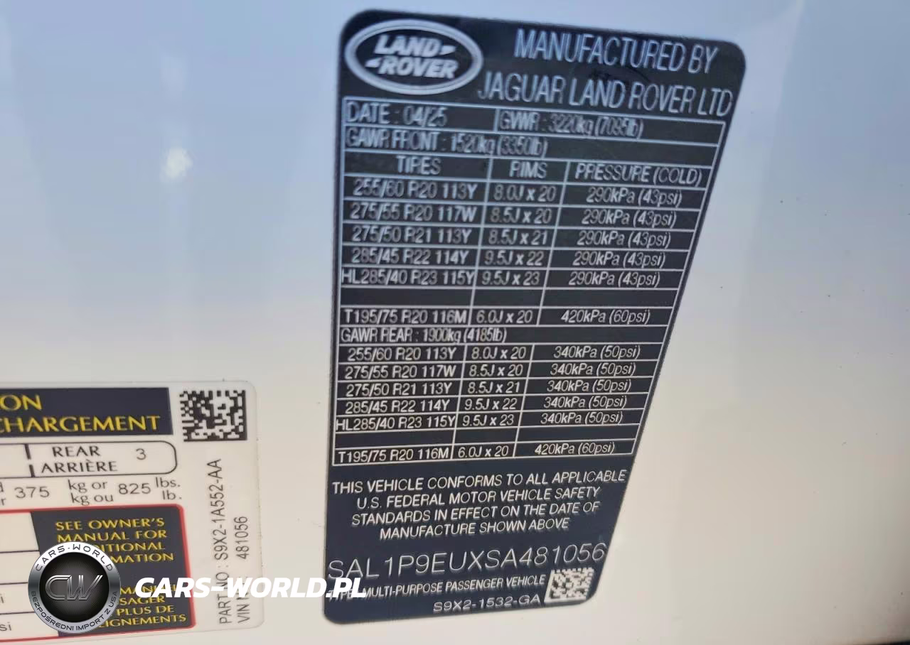 2025 Land Rover Range Rover Sport Se VIN:SAL1P9EUXSA481056 - 13