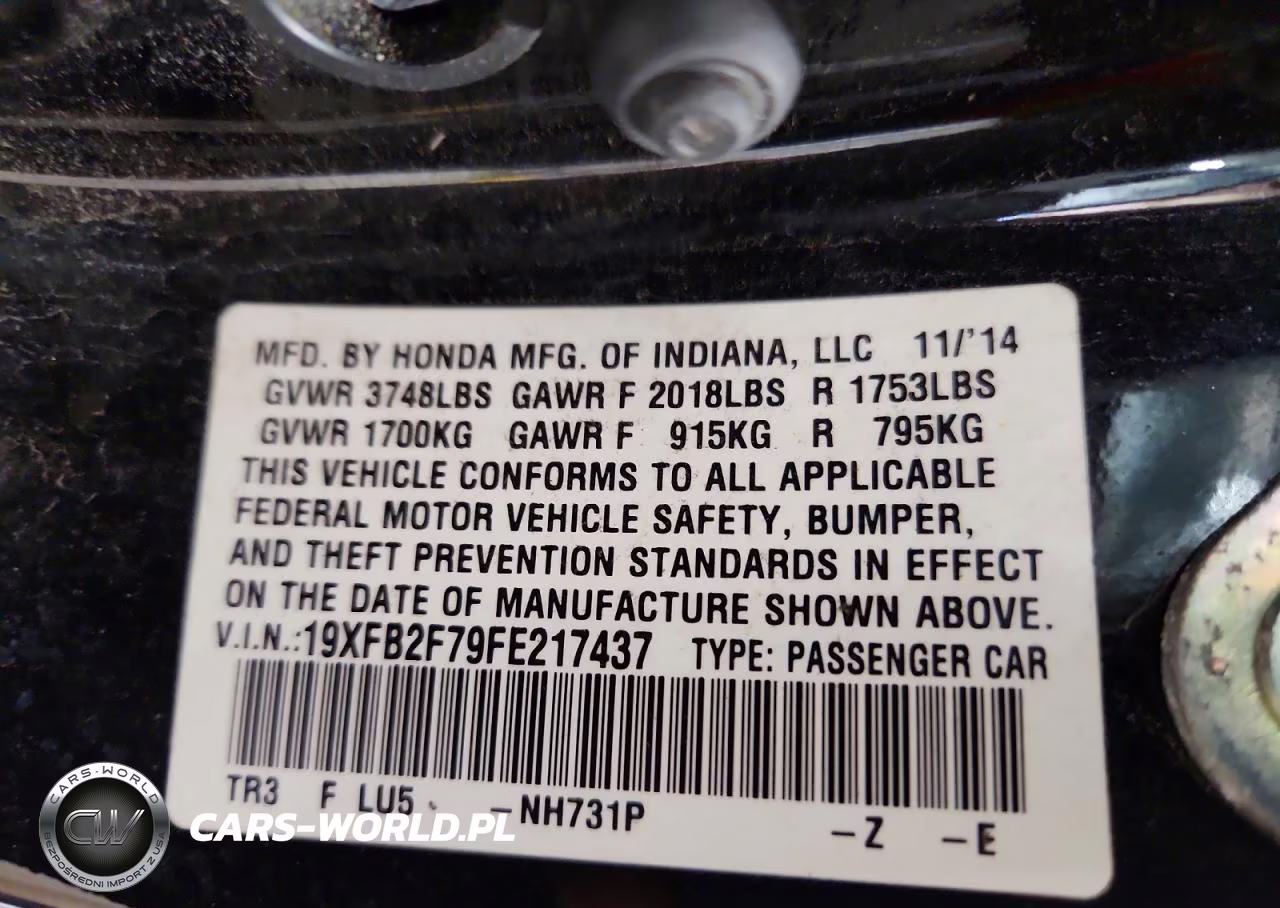 2015 Honda Civic Se VIN:19XFB2F79FE217437 - 12