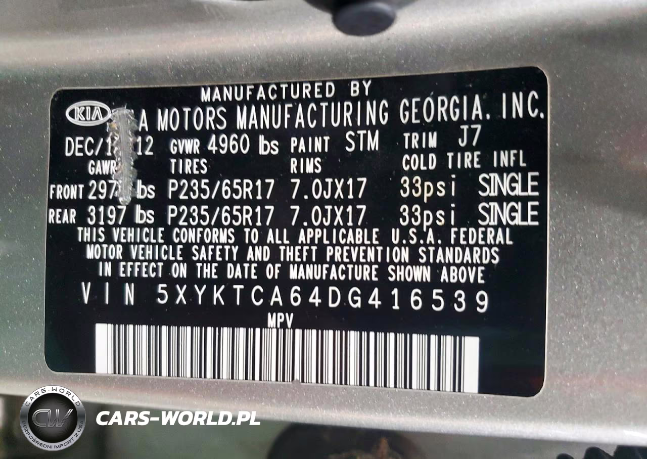 2013 Kia Sorento Lx VIN:5XYKTCA64DG416539 - 13