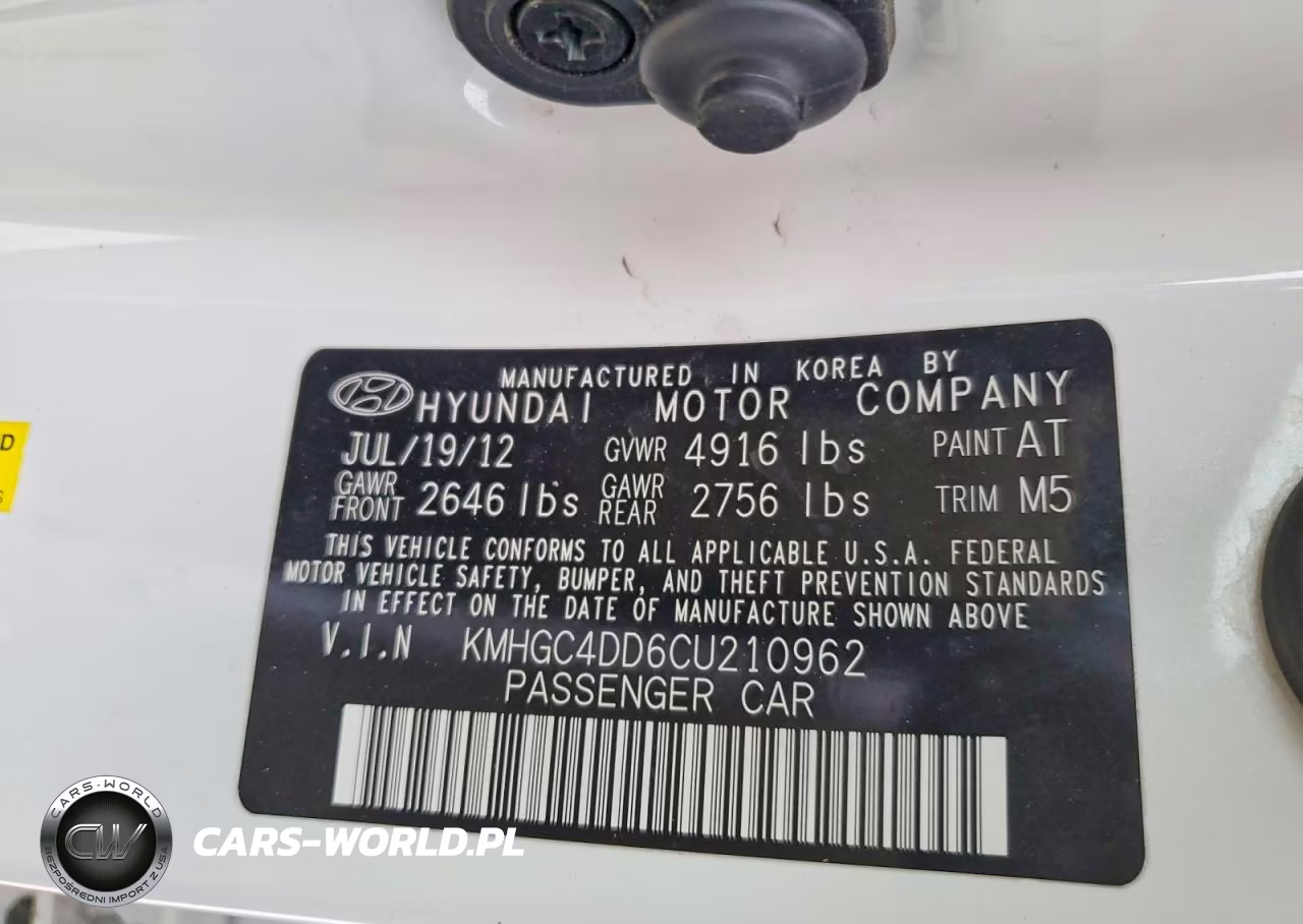 2012 Hyundai Genesis 3.8L VIN:KMHGC4DD6CU210962 - 12