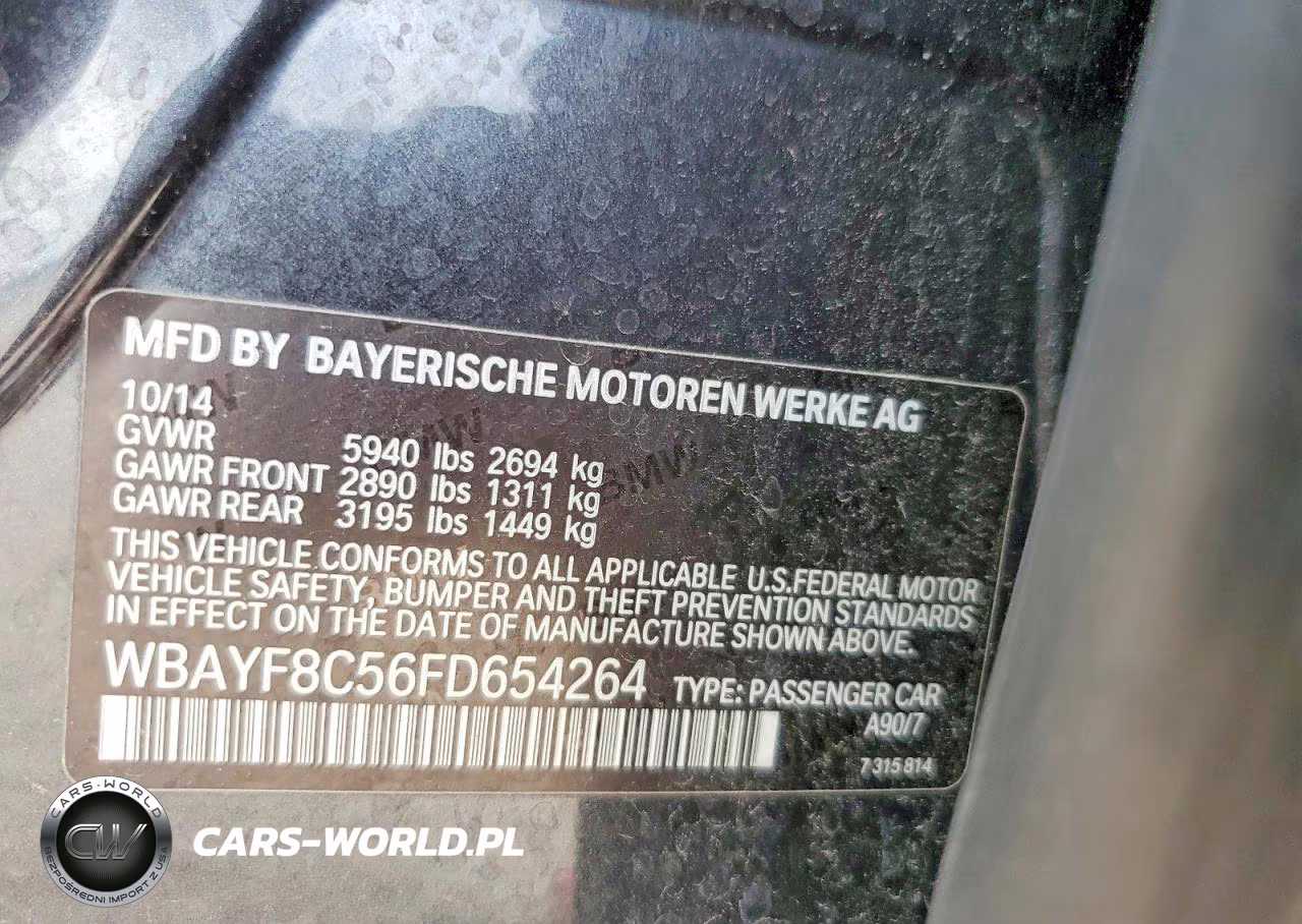 2015 BMW 750 Lxi VIN:WBAYF8C56FD654264 - 12