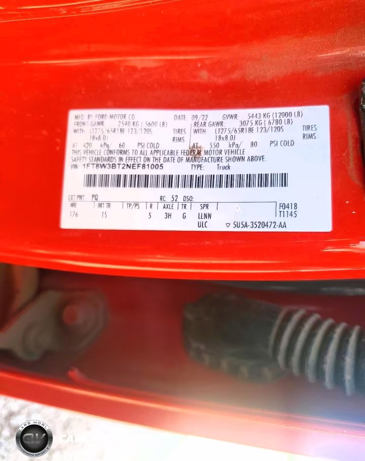 2022 Ford F350 Super Duty VIN:1FT8W3BT2NEF81005 - 12